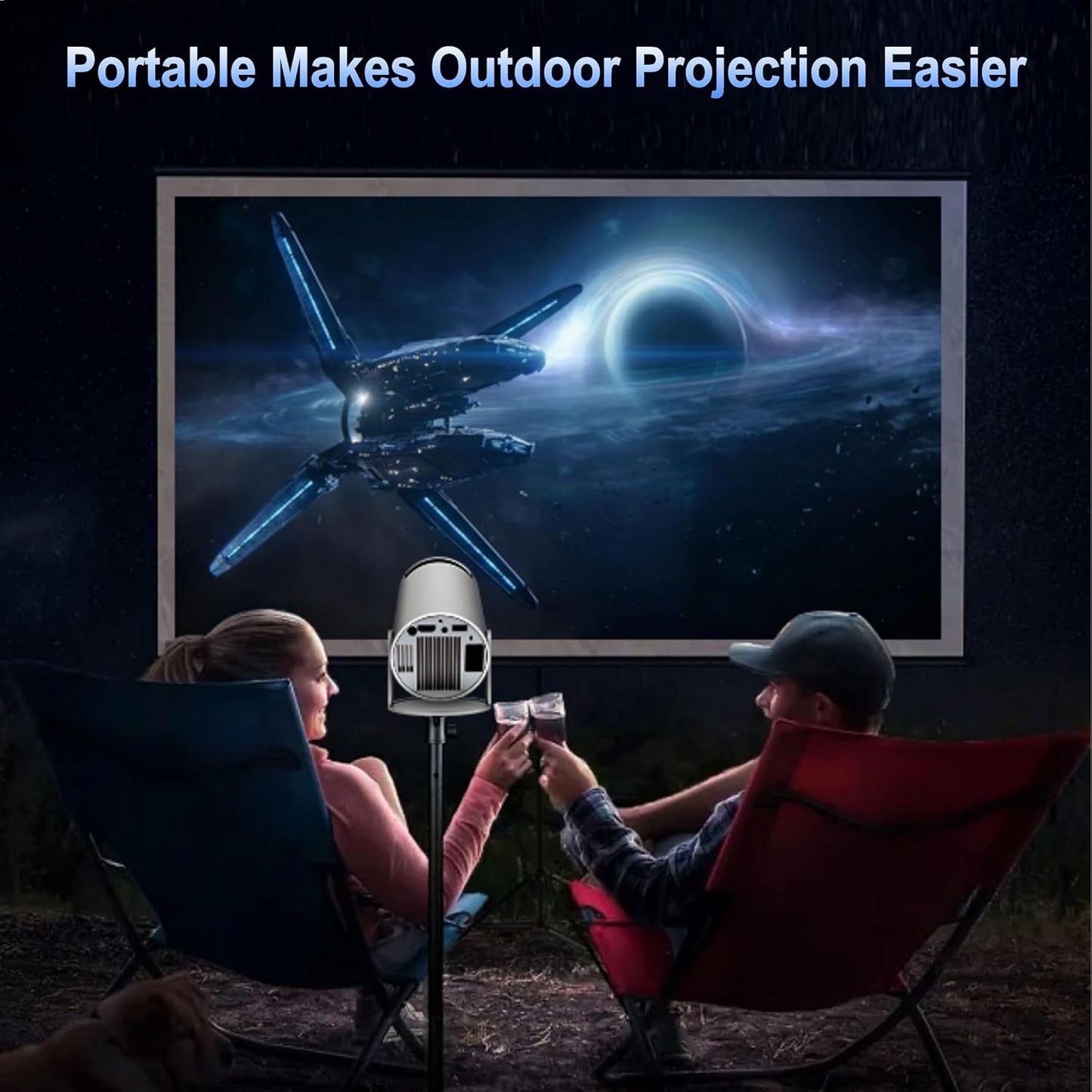 Mini Vidéoprojecteur WiFi Bluetooth, 20000 Lumens Projecteur WiFi Portable Full HD Supporte 1080P Rétroprojecteur Avec Support Réglable 270° Home Cinéma Pour Phones/PS5/Xbox